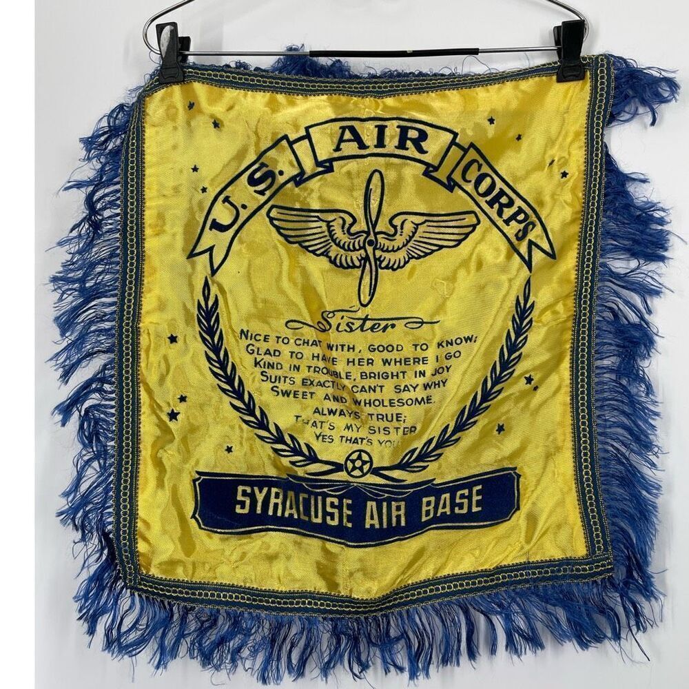 1940’s WWII Syracuse Air Force Base pillow sham. 17.5” square .